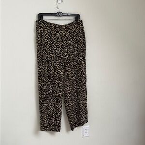J. Crew Animal Print Wide Leg Pants - Black and Tan